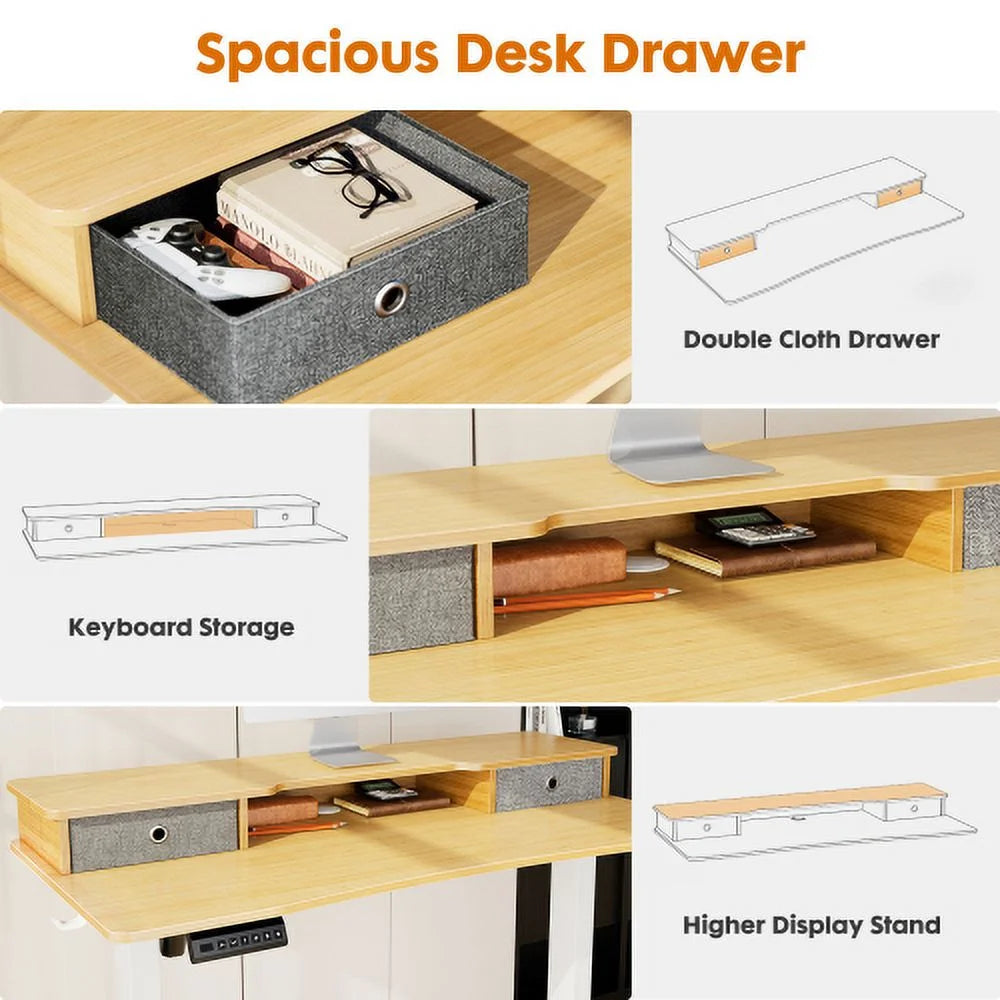 Height Adjustable Electric Standing Desk with Storage Shelf S89062