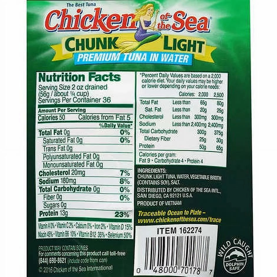 Chicken of the Sea Chunk Light Tuna in Water, 7 oz. Cans, 12-Pack R359938
