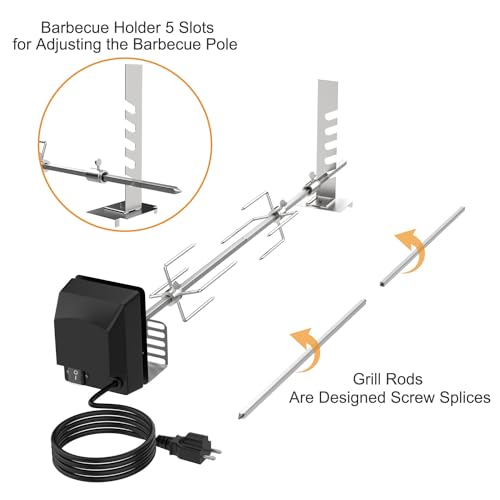Universal BBQ Rotisserie Grill Kit for 2-6 Burner Grills with 120V Motor Z711715