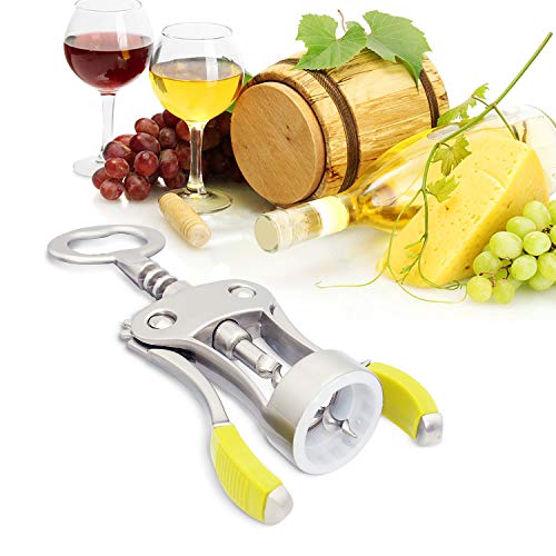 Stainless Steel Wing Corkscrew Wine Opener with Beer Cap Remover D163