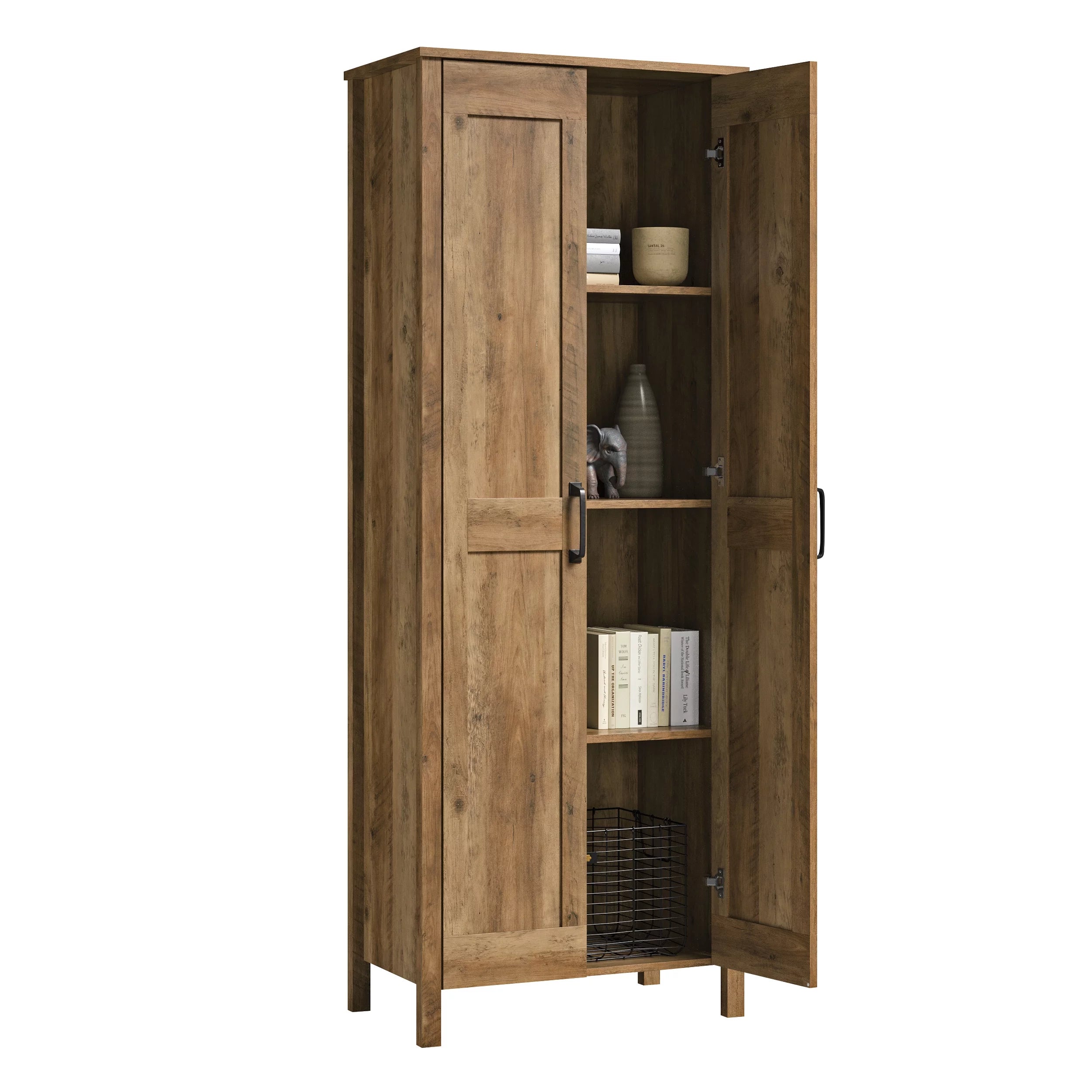Sauder Two-Door Storage Cabinet, Rural Pine Finish I9609