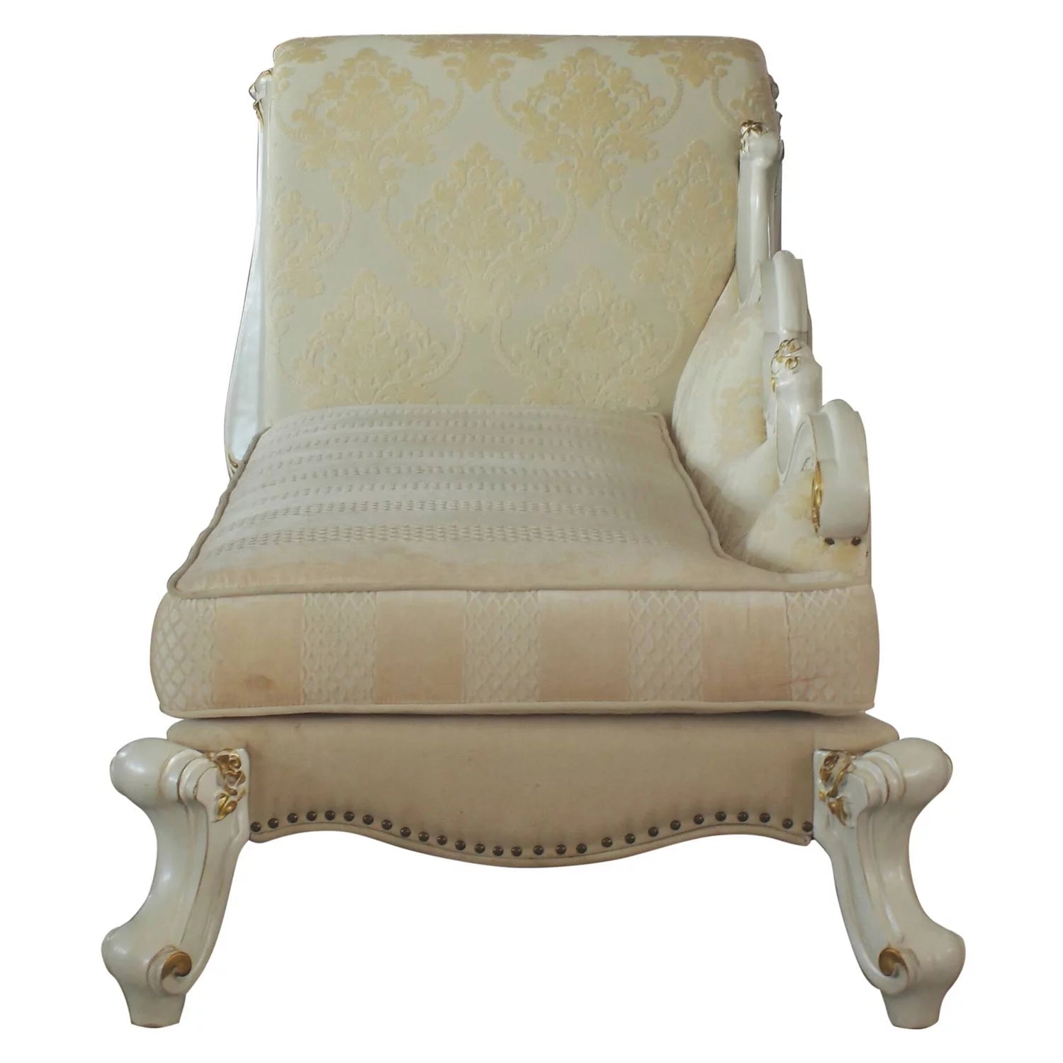 ACME Picardy One Arm Chaise with Nailheads, Antique Pearl F8625