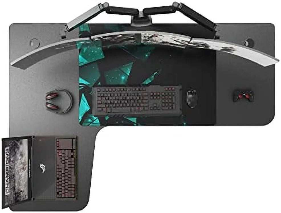 HJZBNONE It's_Organized L-Shaped Corner Computer Desk with Large Mouse Pad & Cable Management N1730