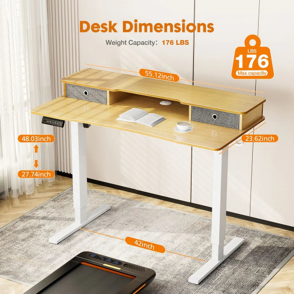 Height Adjustable Electric Standing Desk with Storage Shelf S89062