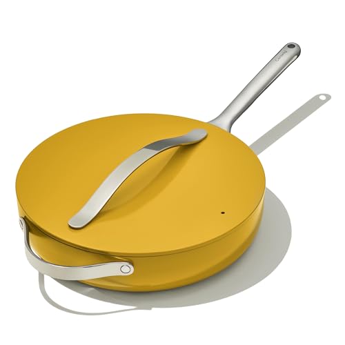 Caraway Nonstick Ceramic Sauté Pan with Lid (4.5 qt, 11.8") - Non Toxic, PTFE & PFOA Free - Oven Safe & Compatible with All Stovetops (Gas, Electric & Induction) - Gray