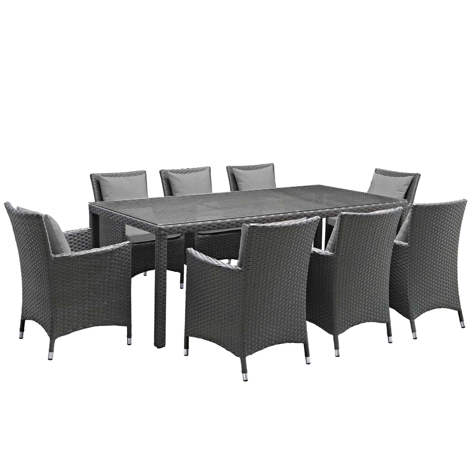 Modway Sojourn 9 Piece Outdoor Patio Dining Set in Canvas Gray I1244