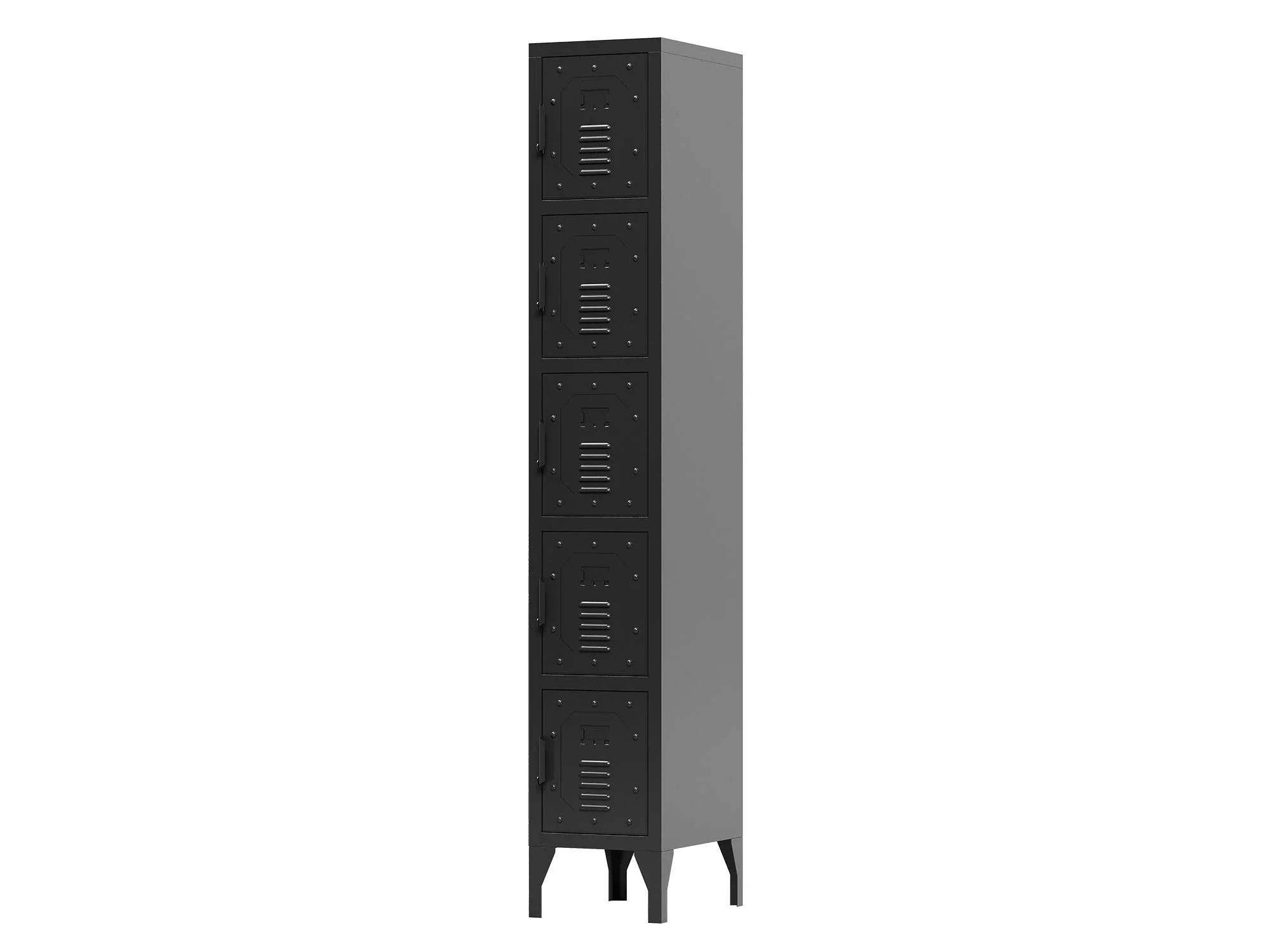 Metal Storage Cabinet, 5 Doors Lockable Employees Metal Locker, 72" Tall Metal Locker Accent Storage Cabinet, Office Steel File Storage Lockers Cabinet for Gym Room, School, Home - Black