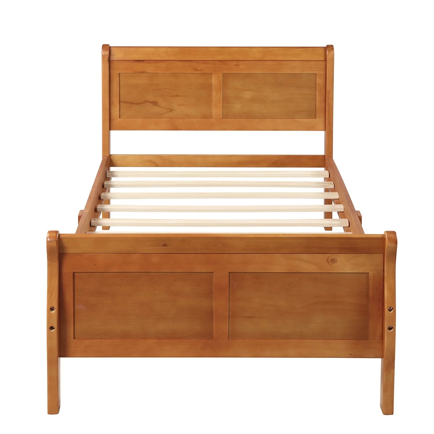 Twin Wood Platform Bed Frame with Headboard and Slat Support S385