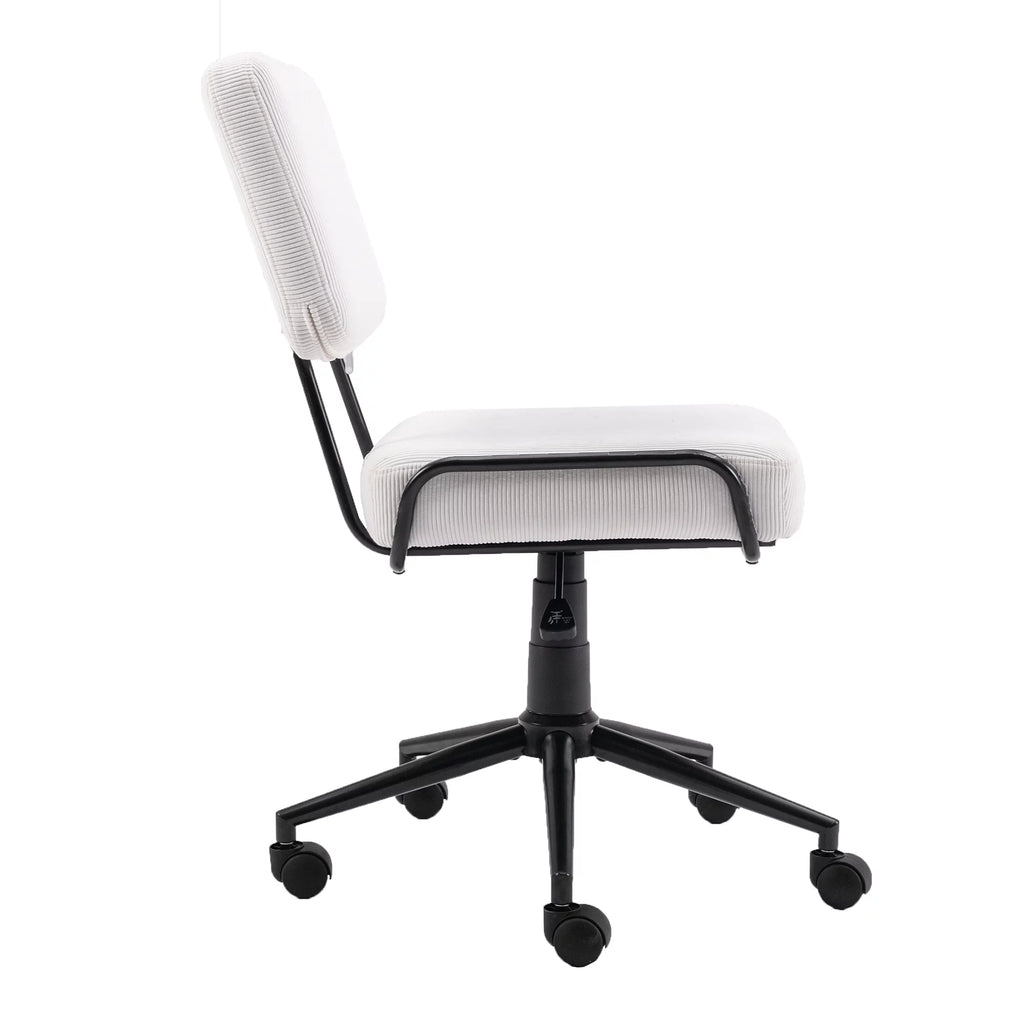 Royard Oaktree Corduroy Upholstered Swivel Desk Chair with Wheels, White S11995