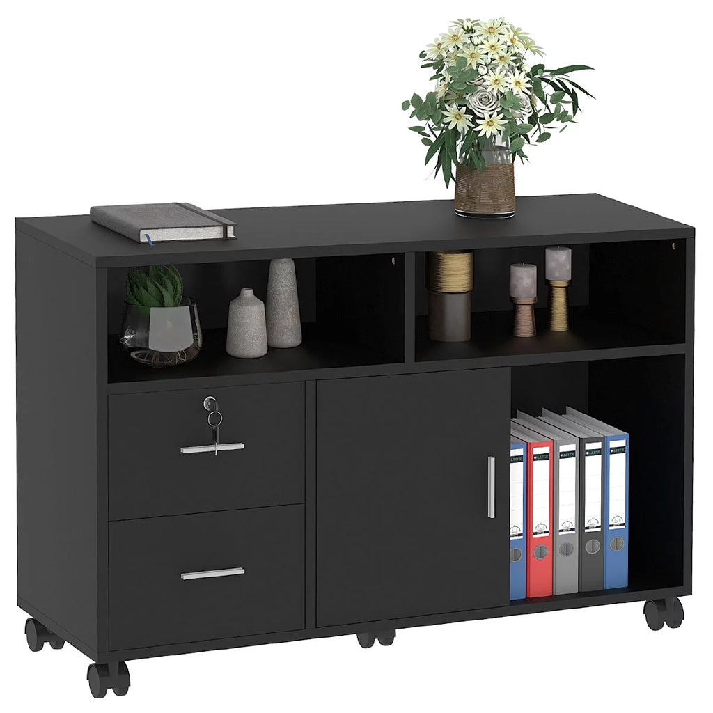 DWVO Office Lateral File Cabinet 2 Drawer with Lock Black J332877