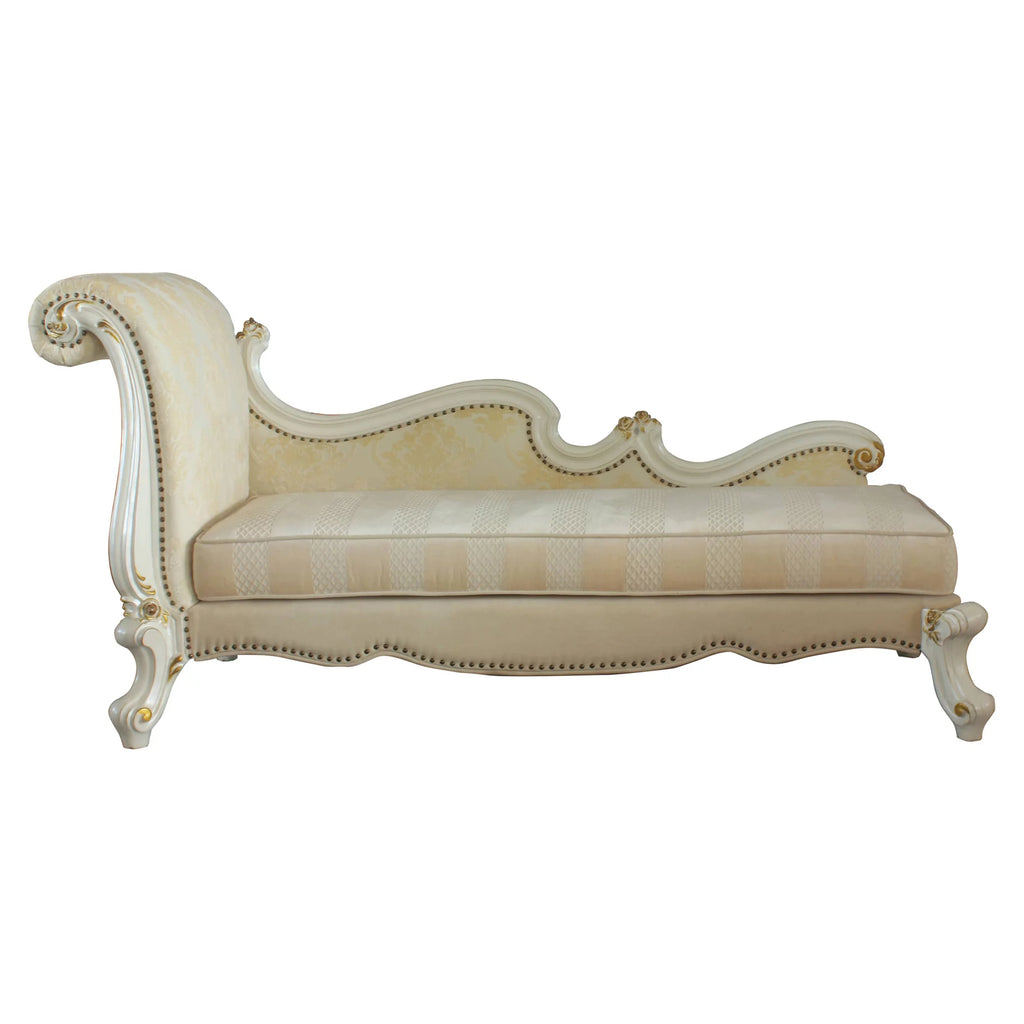 ACME Picardy One Arm Chaise with Nailheads, Antique Pearl F8625