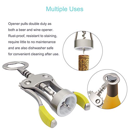 Stainless Steel Wing Corkscrew Wine Opener with Beer Cap Remover D163