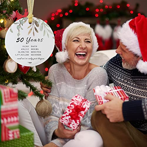 10 Years Anniversary Christmas Ornament for Couple, Ceramic Home Decor with Card and Gift Box L2035