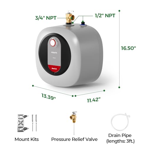 FOGATTI Electric Mini Tank Water Heater 2.5 Gallon 120V 1440W D372