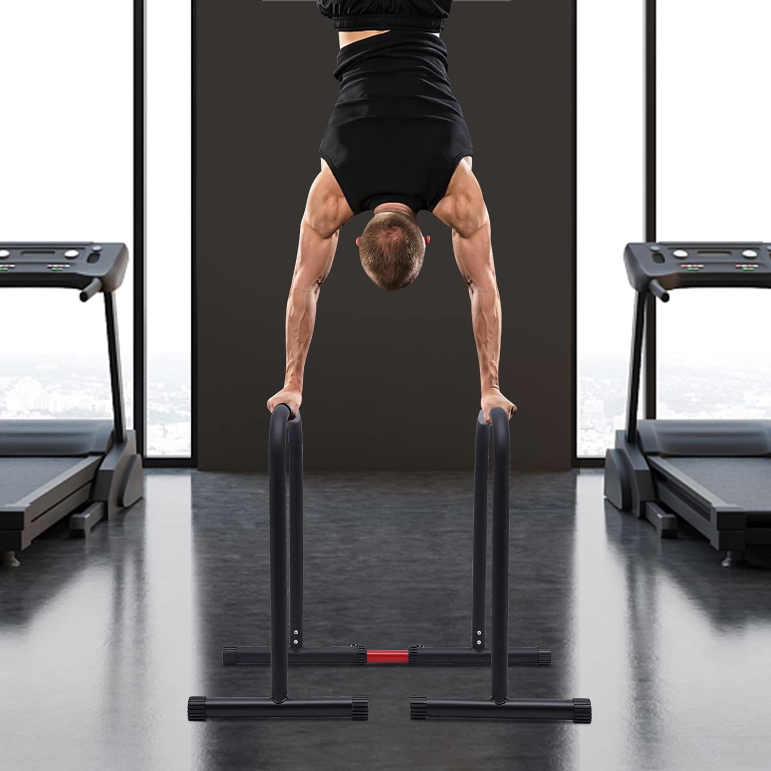 Heavy Duty Dip Stand Adjustable Fitness Parallel Bars for Tricep Dips, 440 LBS Y815