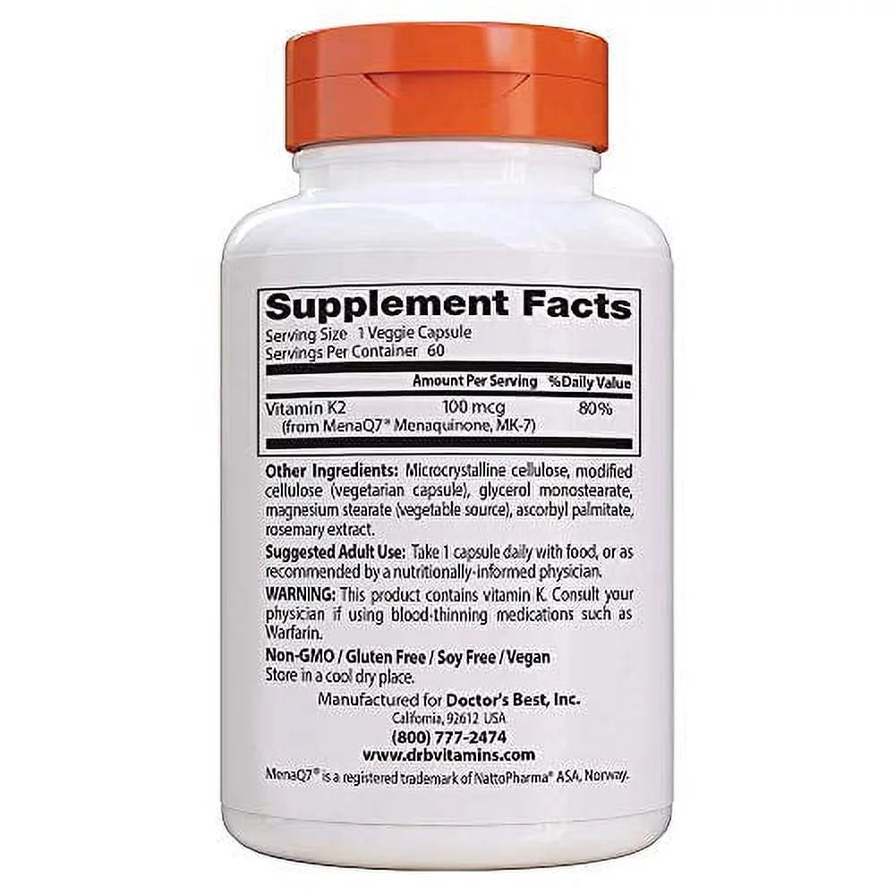 Doctor's Best Vitamin K2 Mk-7 with MenaQ7, 60 Count L20292