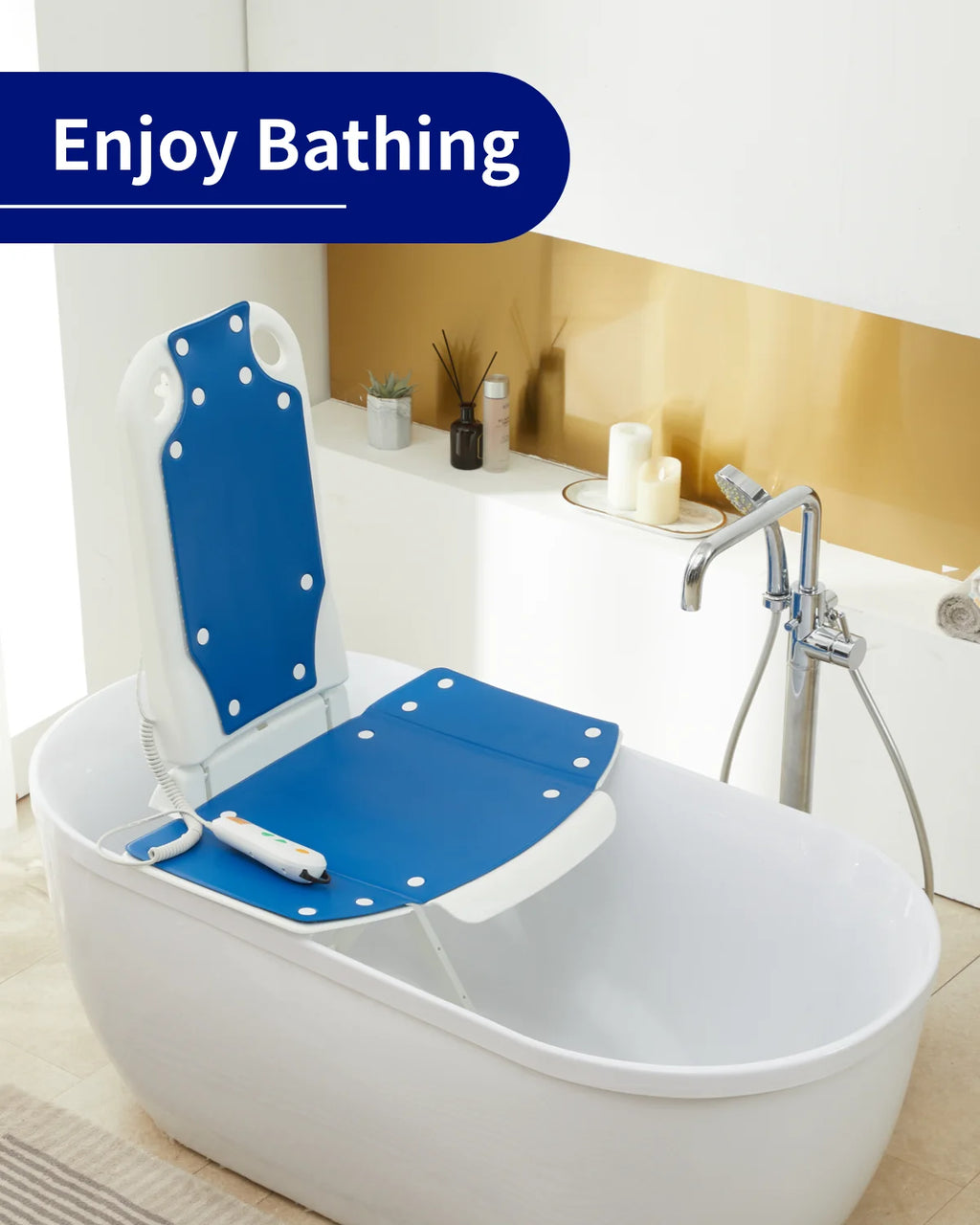 Electric Bath Lift Chair for Bathtubs, 300LB Capacity, Non-Slip Suction Cups Y821