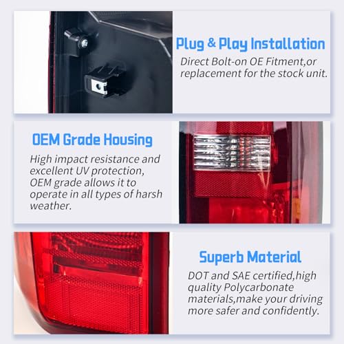 Tail Light Assembly Compatible with 2015-2022 Chevy Colorado Halogen Left Driver Side U3405