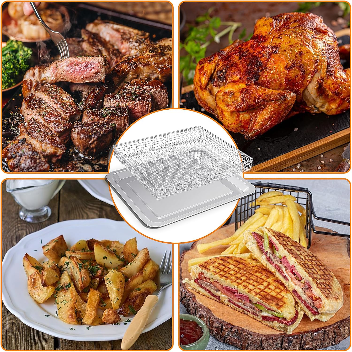 Cuisinart Airfryer Stainless Steel Baking Tray Pan and Basket O1866