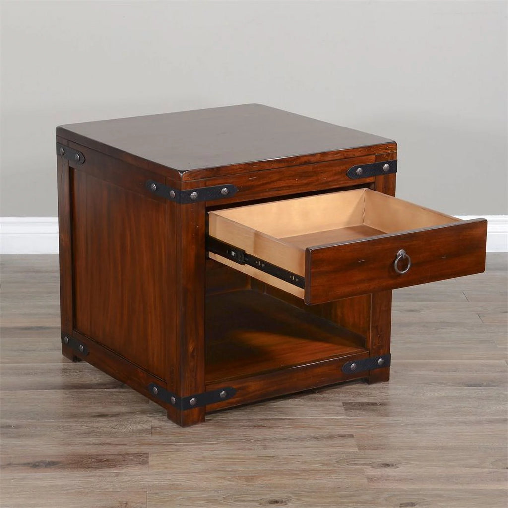Home Square Santa Fe 24" Wood End Table Dark Chocolate Set of 2 S4904