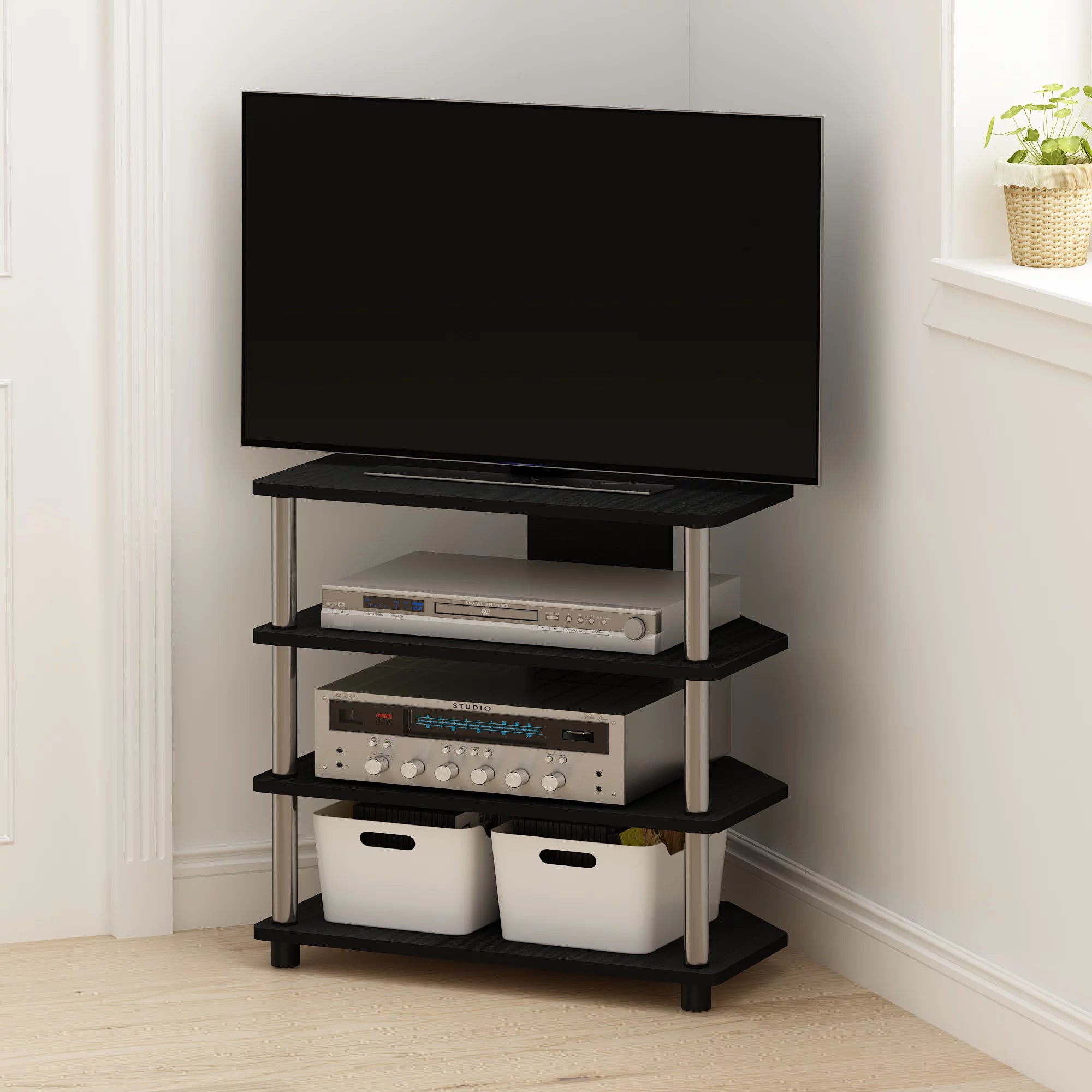 Furinno Econ 4-Tier Petite TV Stand, Americano C19812