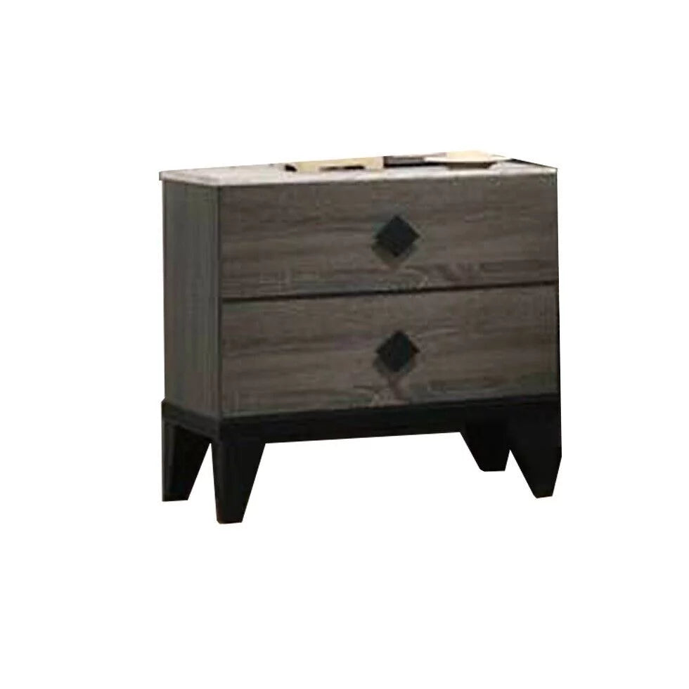Queen Size Bed with 2 Nightstands Gray Finish Wooden Bedroom Set F71428