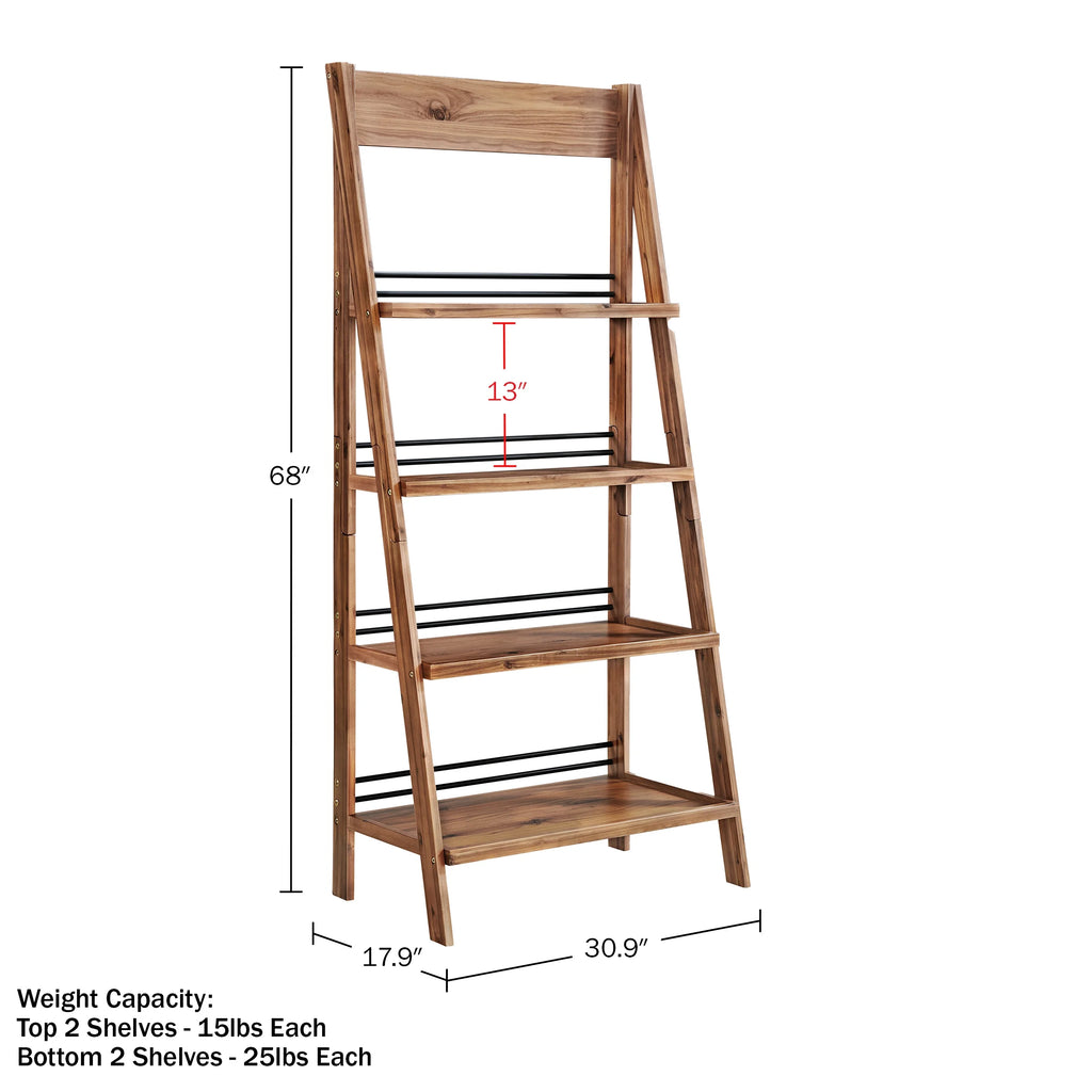 Lavish Home 4-Tier Tall Ladder Bookshelf Walnut U682474