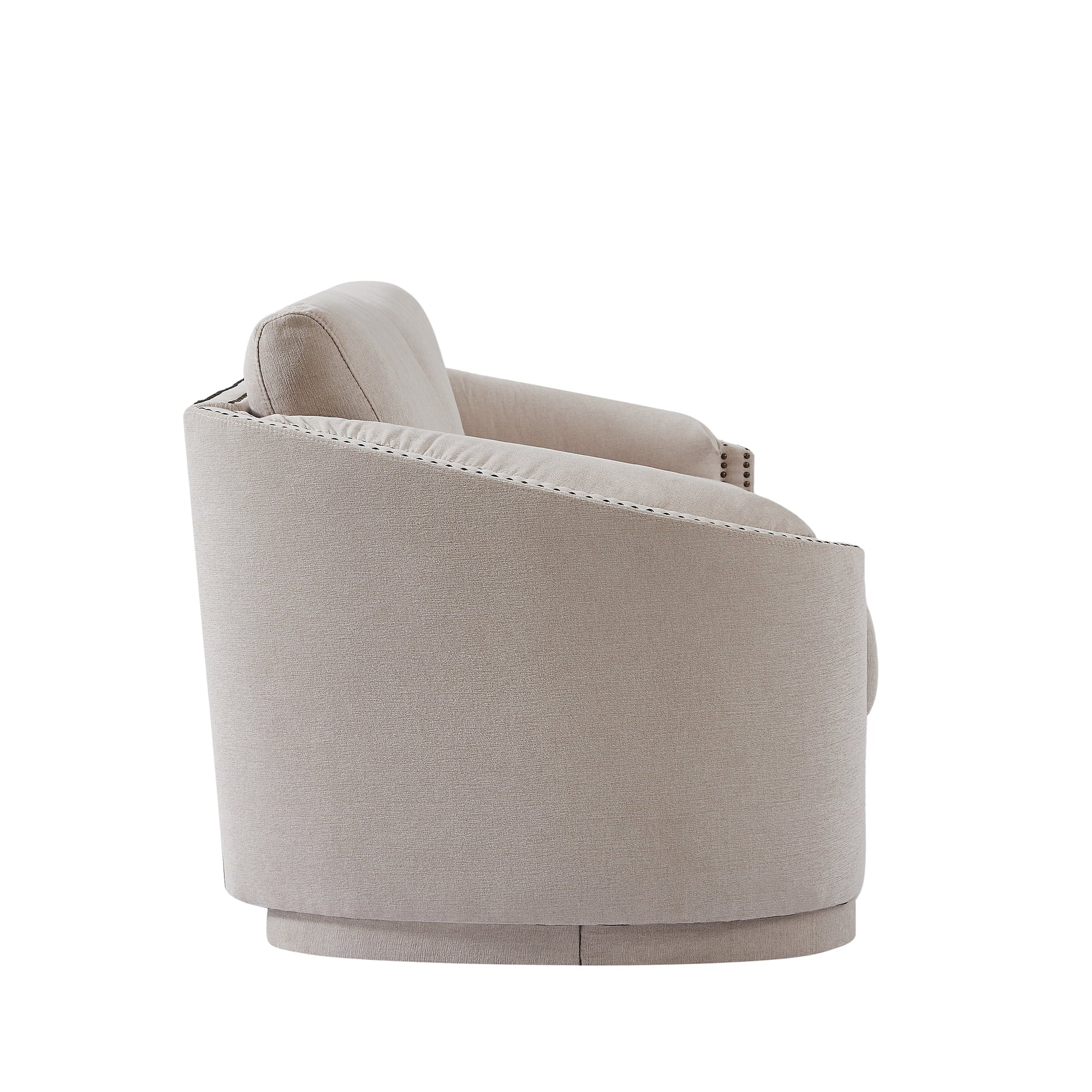 KAMIDA 3-Seater Upholstered Sofa Couch with Semilunar Arms, Beige V218