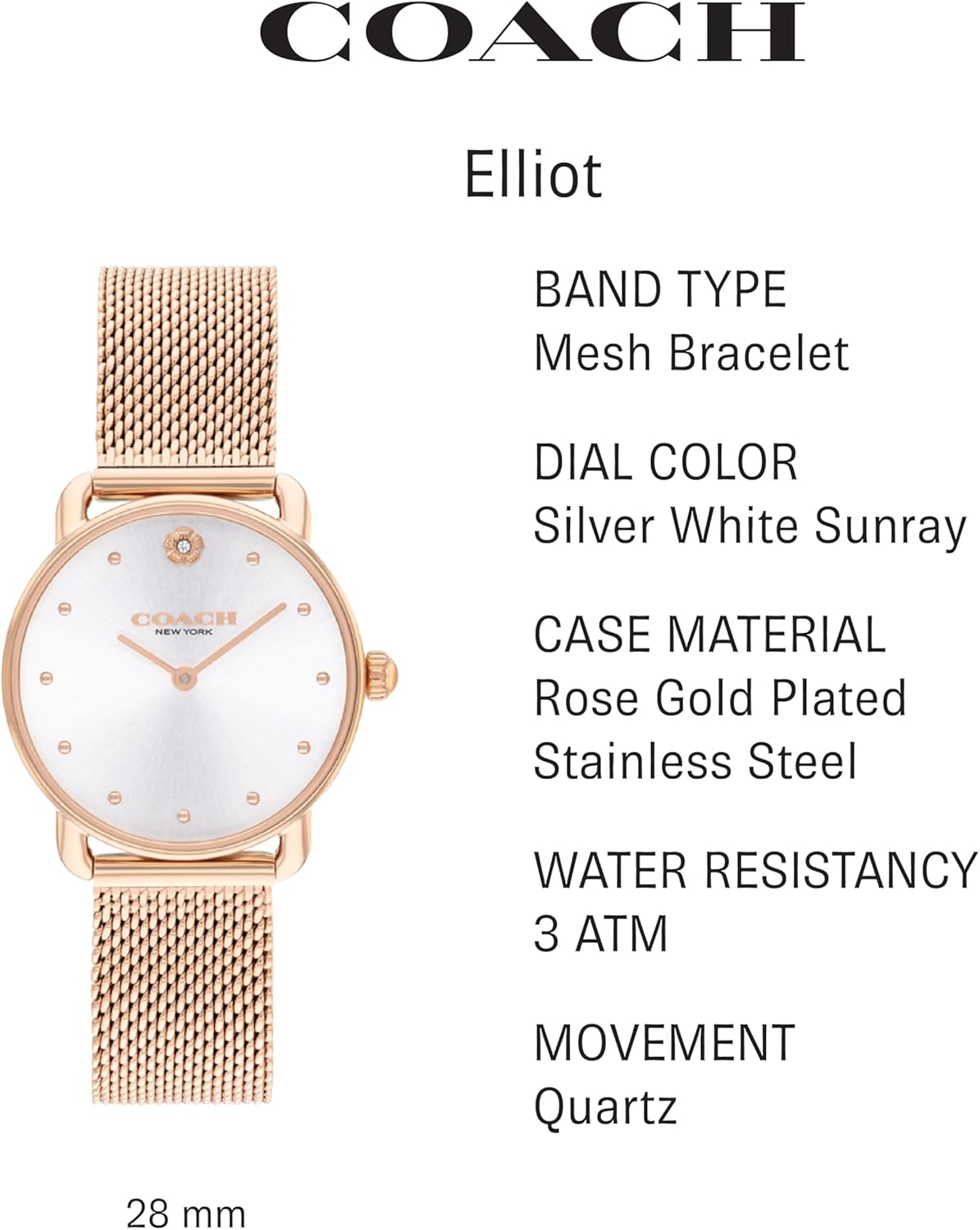 Coach Elliot Women's Watch Water Resistant 14504222 Q2414