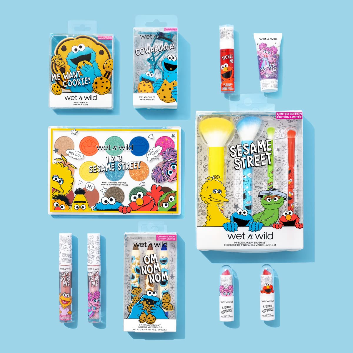wet n wild Sesame Street Limited Edition PR Box Makeup Set with Brushes, Palettes & Lip Glosses T4688