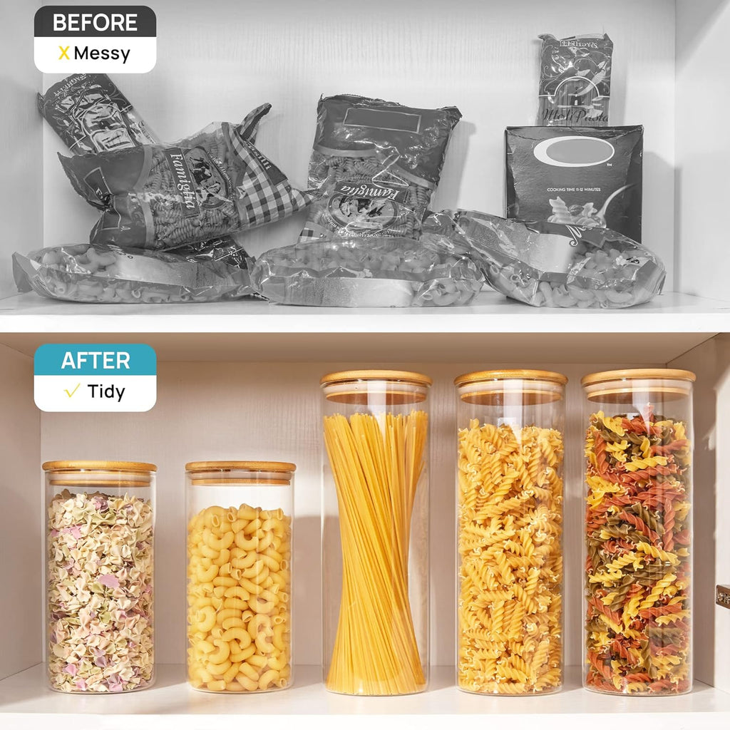Vtopmart 8 Pack 30oz Glass Food Storage Jars with Airtight Bamboo Lids X269