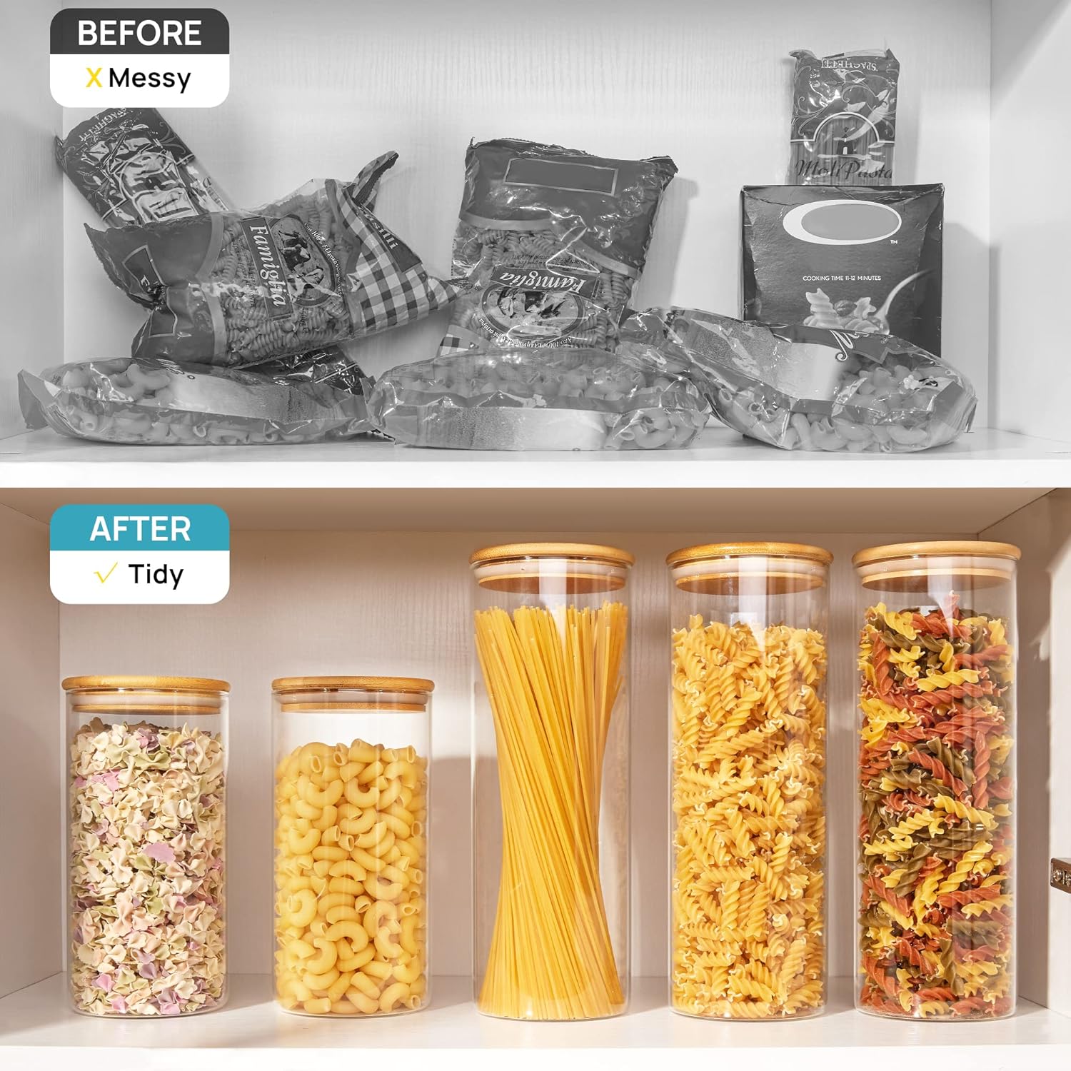Vtopmart 8 Pack 30oz Glass Food Storage Jars with Airtight Bamboo Lids X269