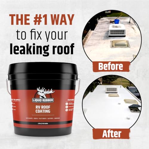 Liquid Rubber RV Roof Coating Solar Reflective Sealant, White, 1 Gallon F426