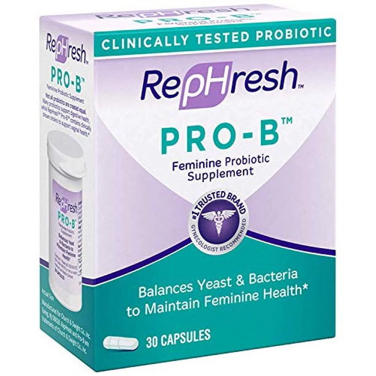 Rephresh Pro-B Probiotic Feminine Supplement Capsules, 30 Count L106