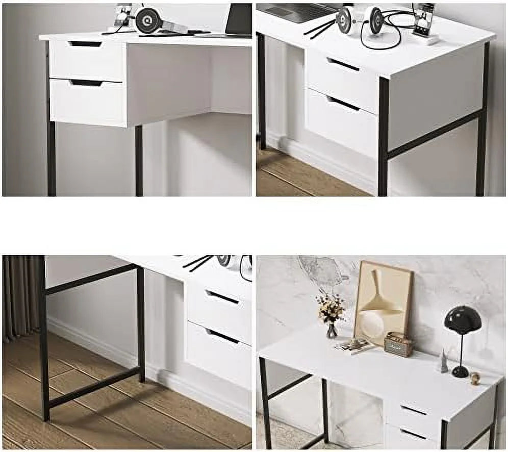 xrboomlife Small Computer Desk with Drawer for Home Office, 39.4 Inch Writing Desk G176