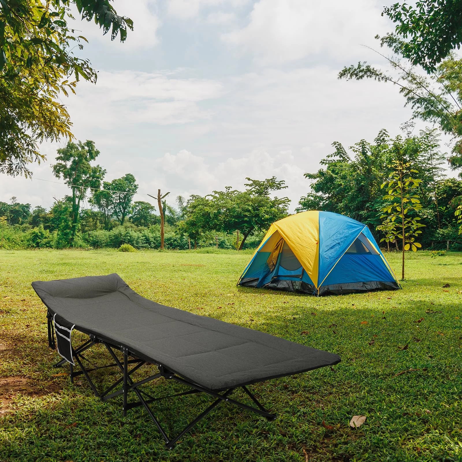 Folding Camping Cot with Pillow for Adults & Kids Q218
