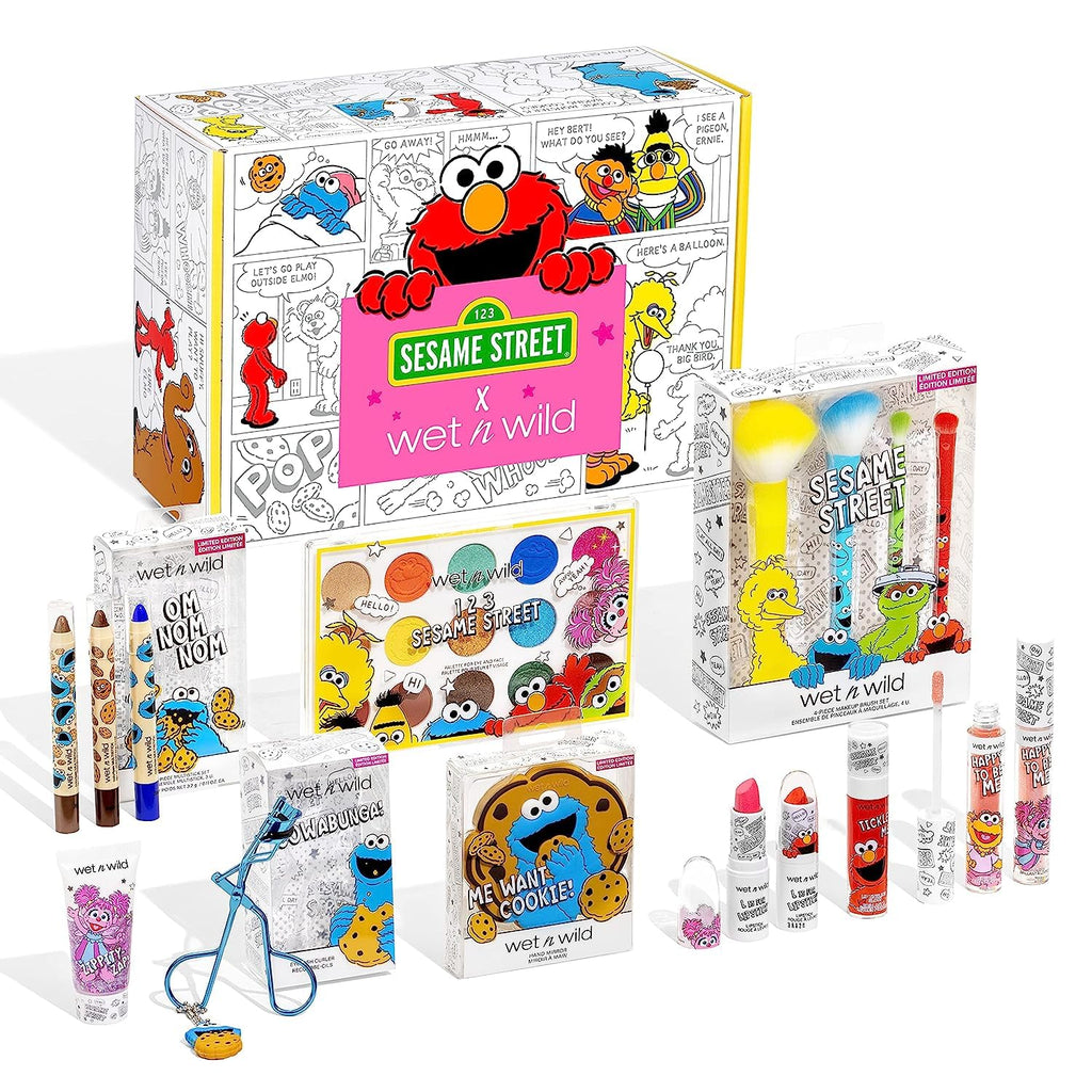 wet n wild Sesame Street Limited Edition PR Box Makeup Set with Brushes, Palettes & Lip Glosses T4688