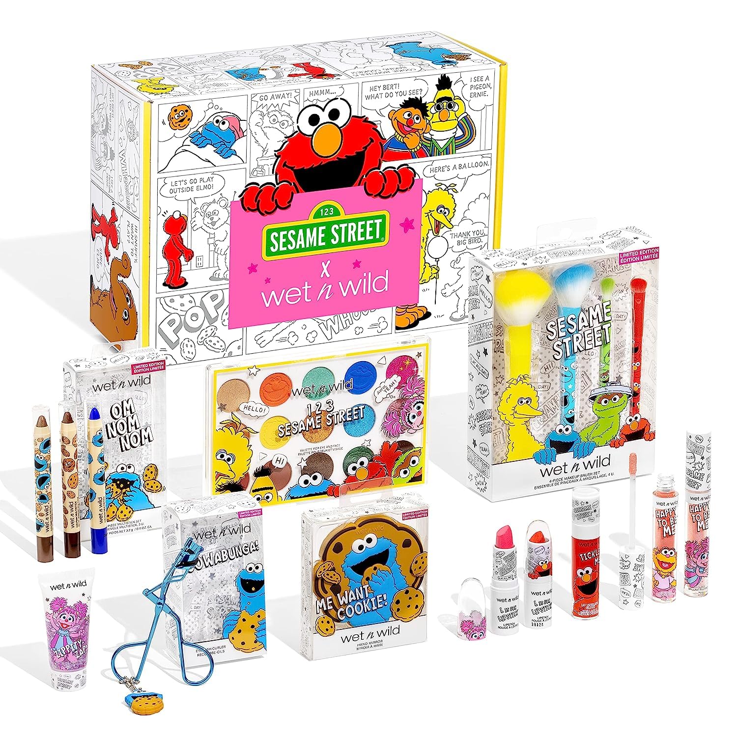 wet n wild Sesame Street Limited Edition PR Box Makeup Set with Brushes, Palettes & Lip Glosses T4688