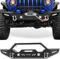 OEDRO Front Bumper Compatible with 2018-2024 Jeep Wrangler JL & Unlimited, 20-24 Gladiator, Rock Crawler Bumper with Winch Plate Mounting & 4 x LED Lights & 2 x D-Rings