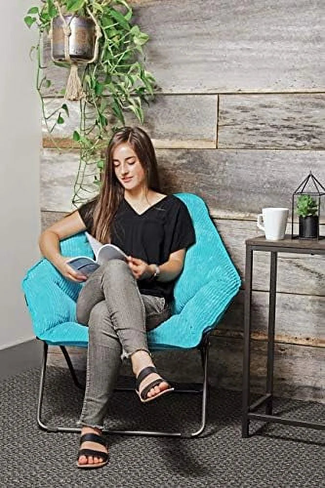xrboomlife Limited Portable Foldable Hexagon Plush Accent Chair Teal Corduroy G5627