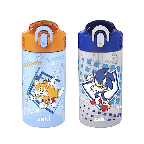 Zak Designs CoComelon Kids Water Bottle with Spout Cover and Built-In Carrying Loop, Made of Durable Plastic, Leak-Proof Water Bottle Design for Travel (16 oz, Pack of 2)