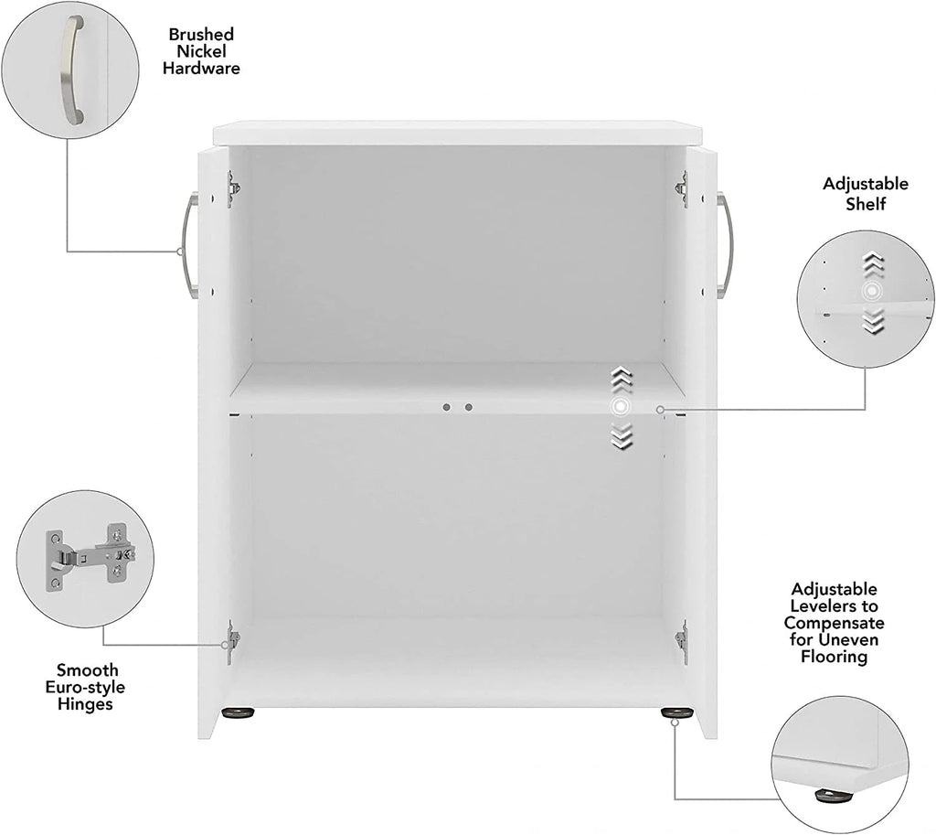 Universal Laundry Room Cabinet with Doors in White, Engineered Wood X203