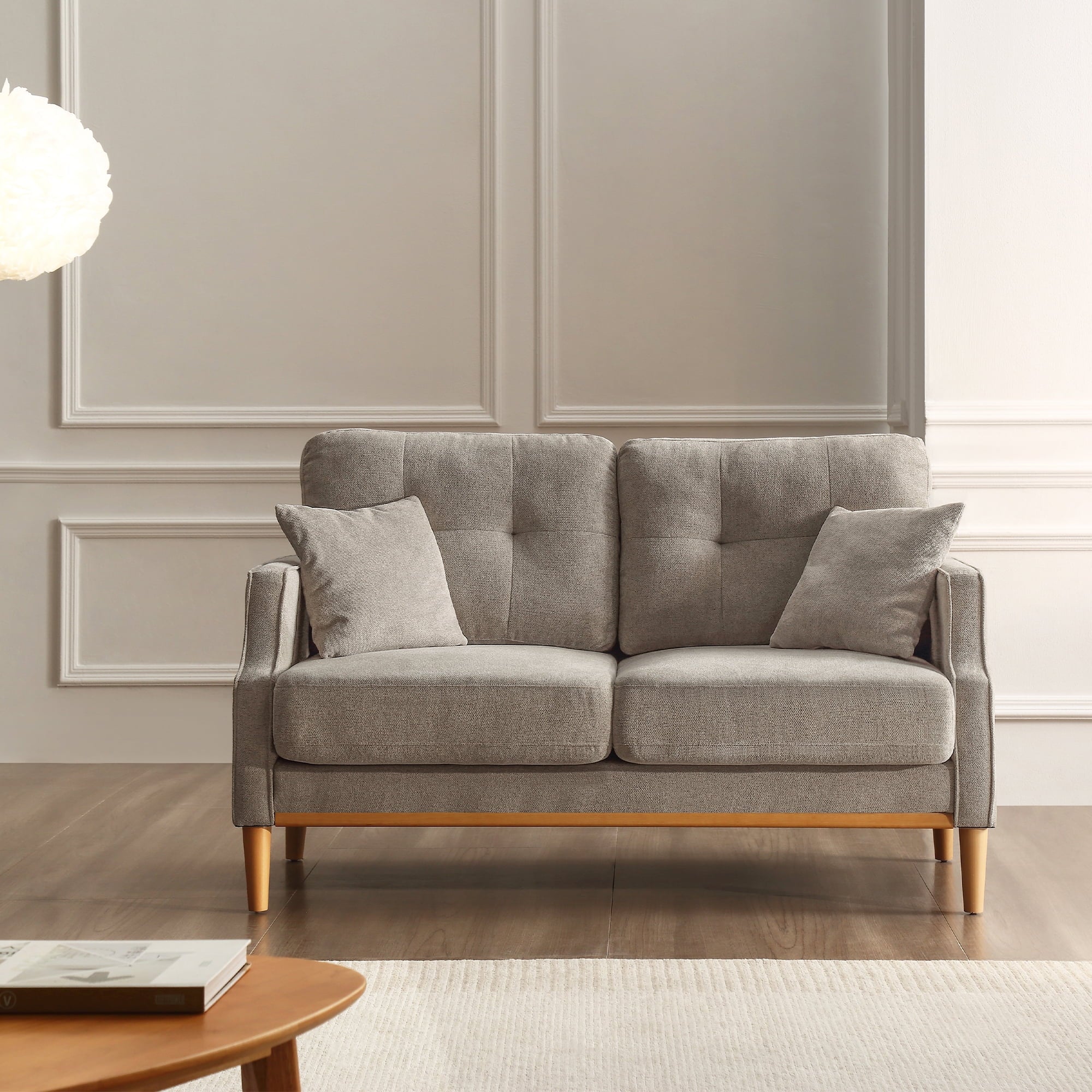 CoSoTower Living Space Sofa 2 Seater, Loveseat With Waterproof Fabric Cream, Usb Charge
