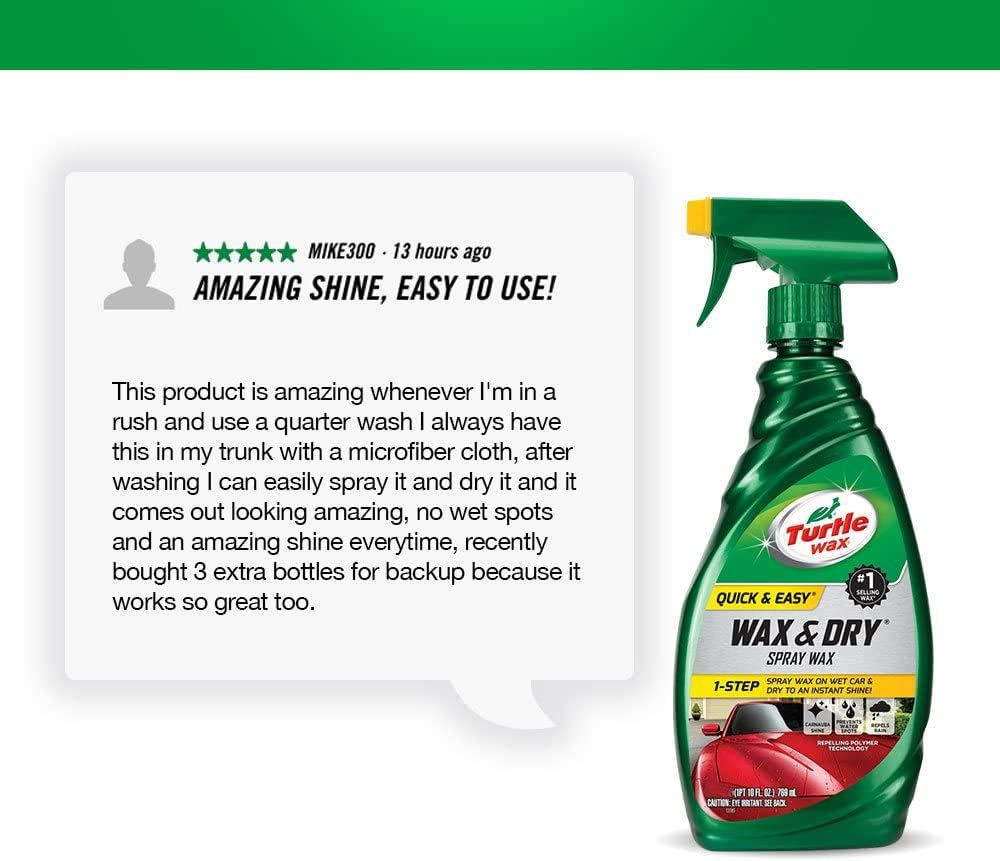 Turtle Wax Quick and Easy Wax and Dry Spray Wax - Carnauba Shine W1230