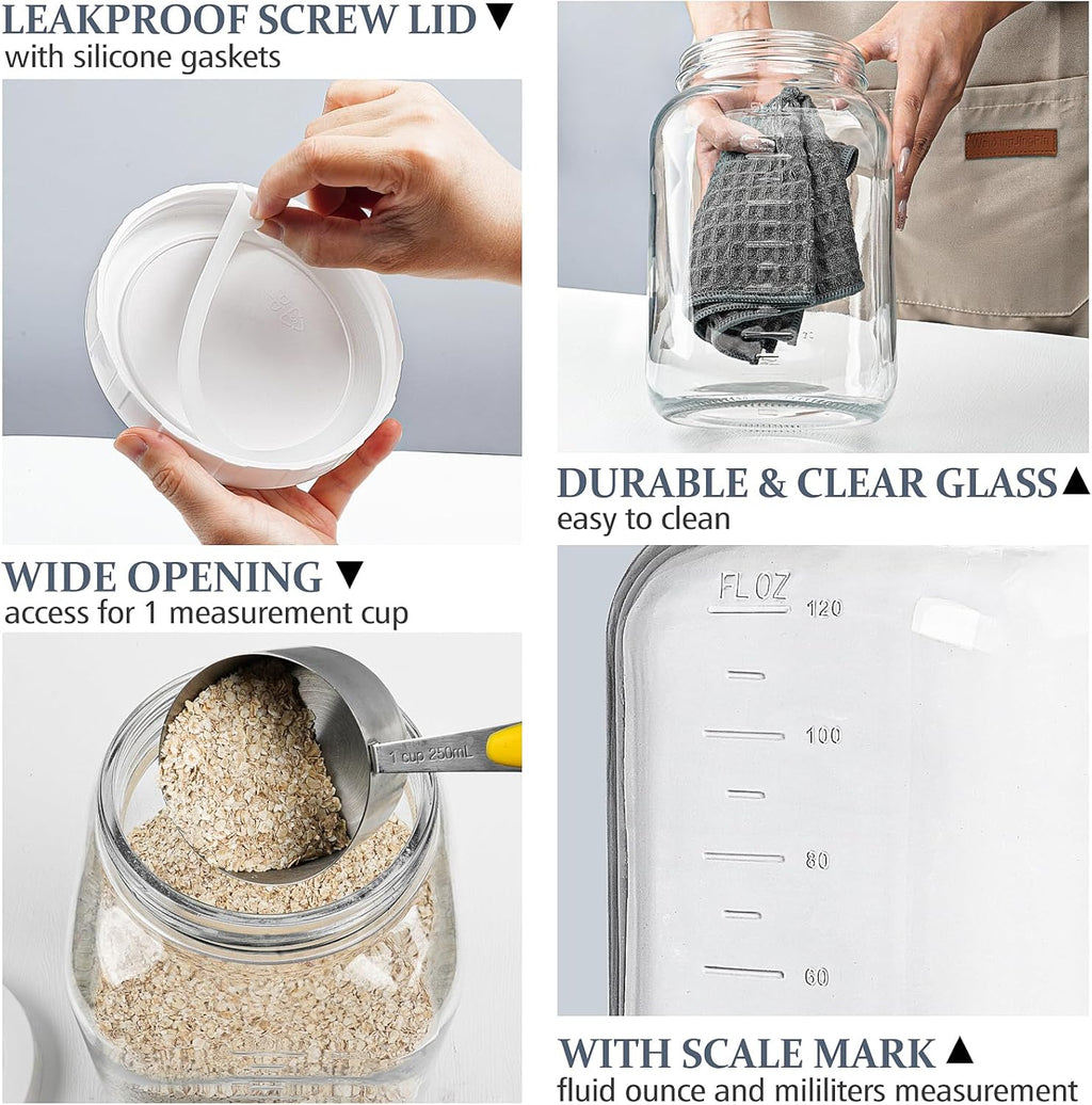 Folinstall Wide Mouth 1 Gallon Clear Glass Mason Jar with Airtight Lid P809
