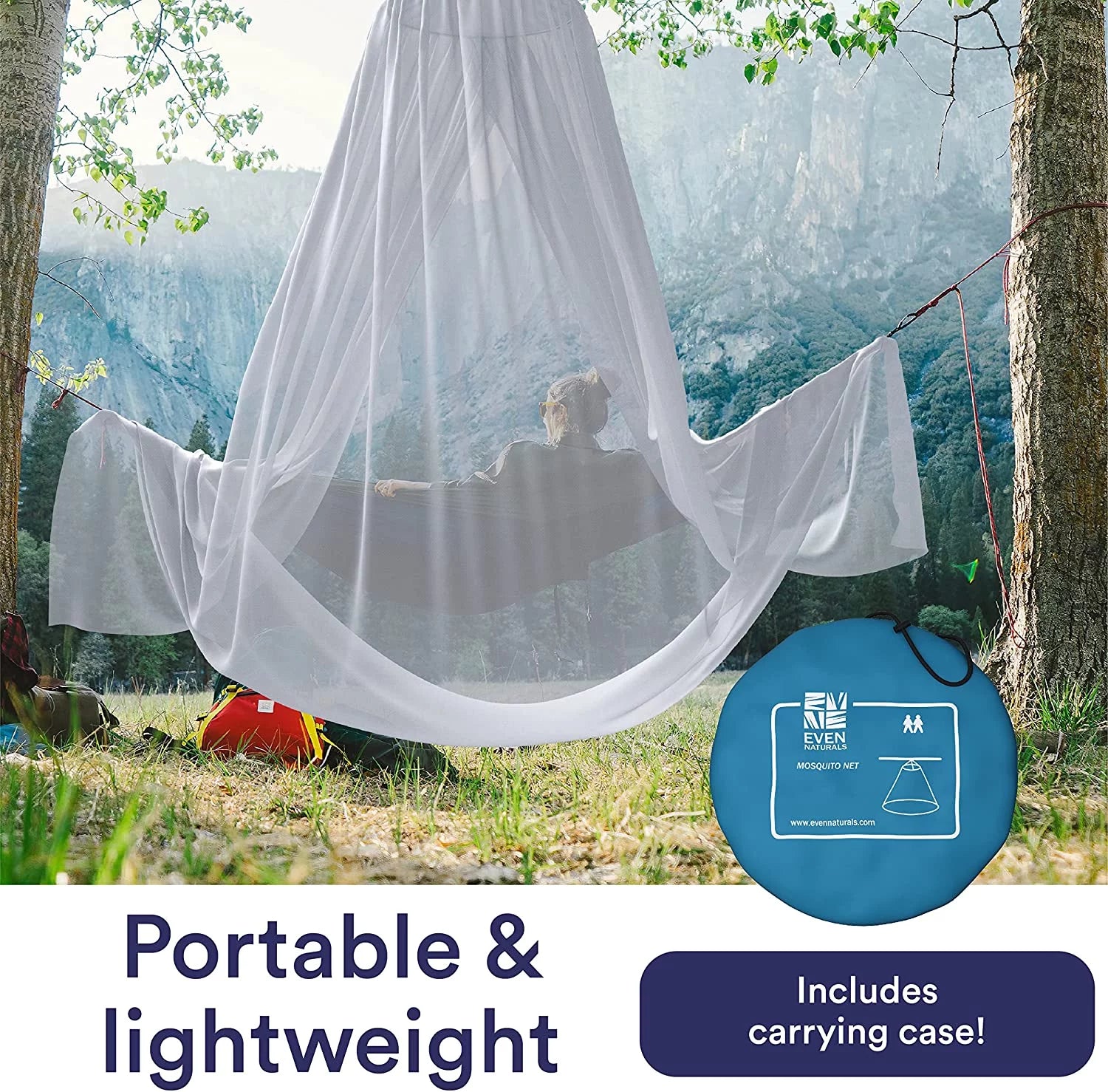 Even Naturals Luxury Mosquito Net Bed Canopy, Ultra Large Bug Net, Mesh 380, 2 Entries I4329
