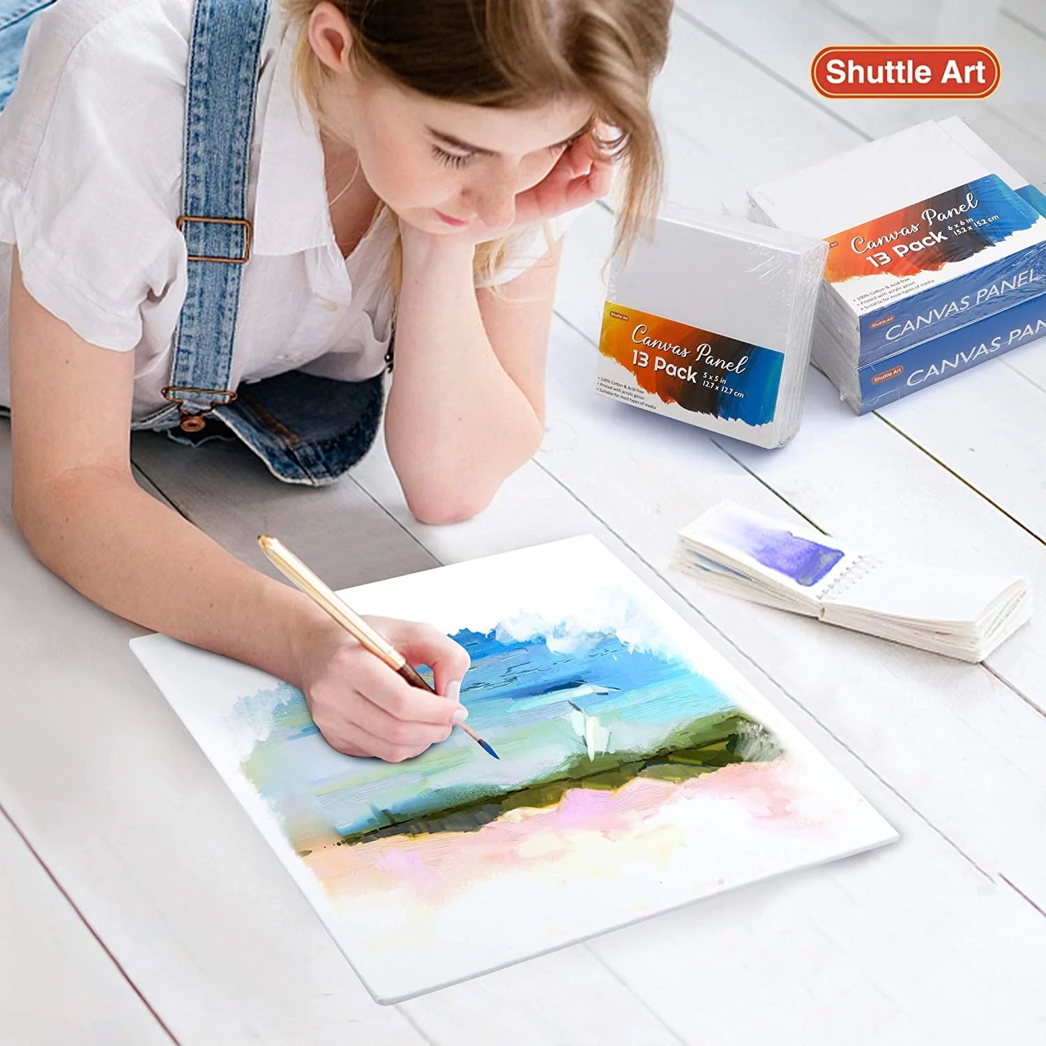 Shuttle Art Painting Canvas Panel, 52 Pack, 100% Cotton, Primed White U63917