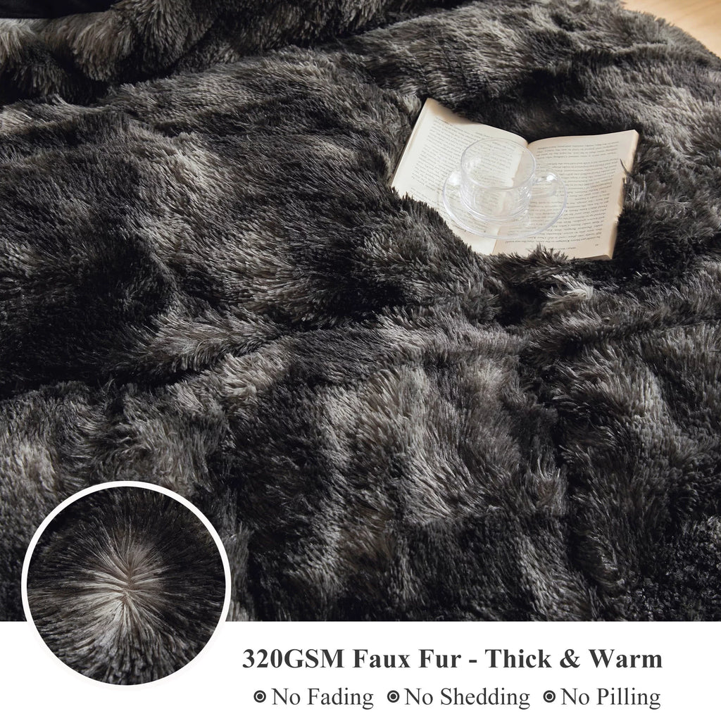 Tie Dye Plush Shaggy Duvet Cover Set Queen M2806
