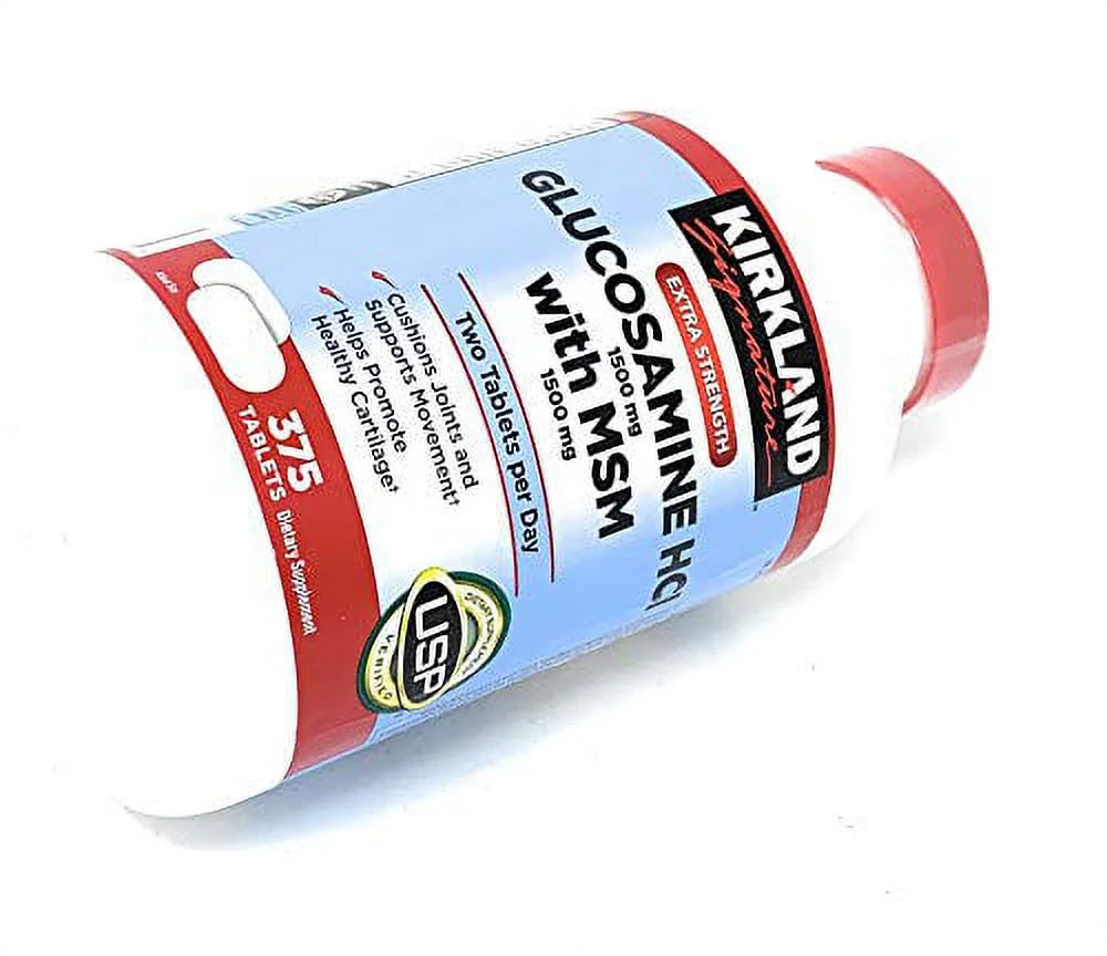Kirkland Signature Extra Strength Glucosamine HCI 1500mg with MSM, 375 Tablets A36049