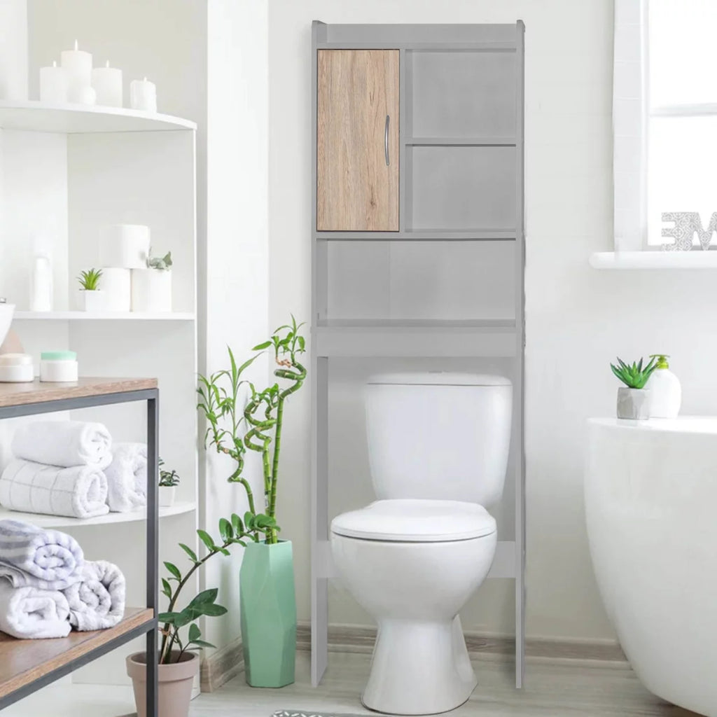 Ace Over-the-Toilet Storage Cabinet Light Gray Natural Oak Q70877
